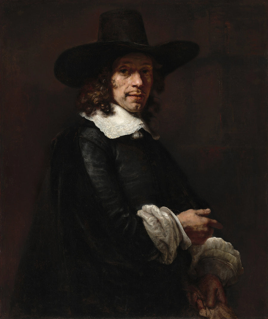 Gentilhomme au grand chapeau et aux gants – Rembrandt, vers 1656–1658