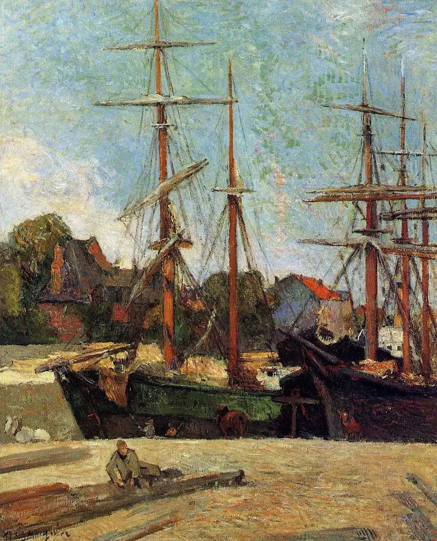 Goélette et trois-mâts à quai, ou Bateaux au port - Paul Gauguin