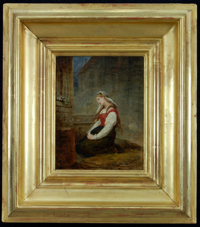 Gretchen in gebed voor het beeld van de Moeder van Smarten - Ary Scheffer