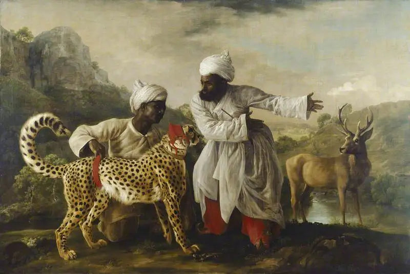 Guépard et cerf avec deux Indiens - George Stubbs