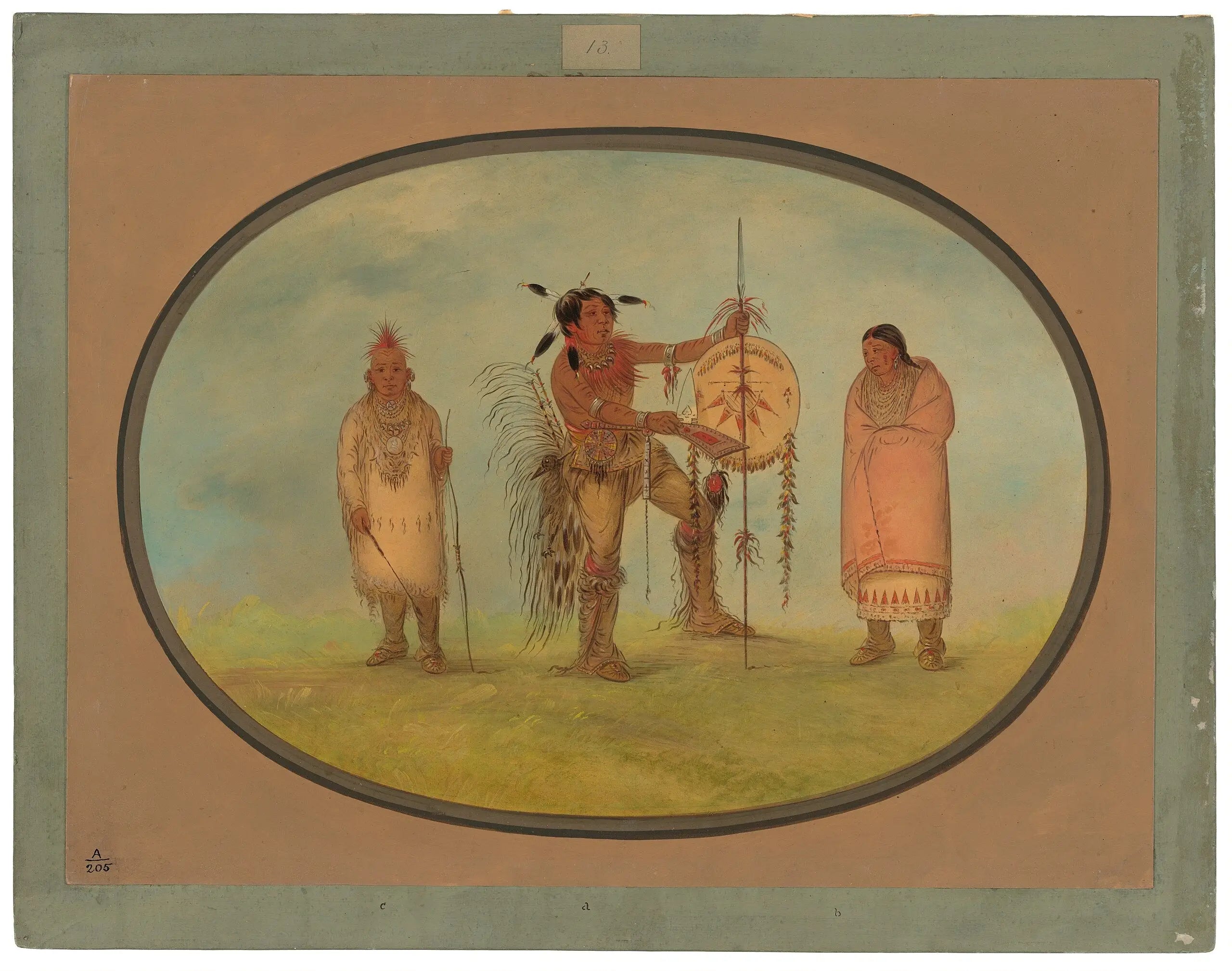 Guerrier Saukie sa femme et un garçon - George Catlin - Alpha Reproduction