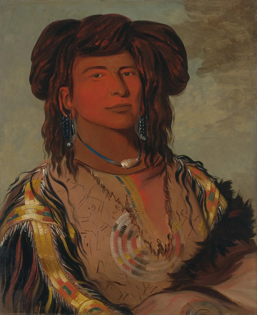 Ha-wón-je-tah, Une Corne, Chef principal de la tribu Miniconjou - George Catlin