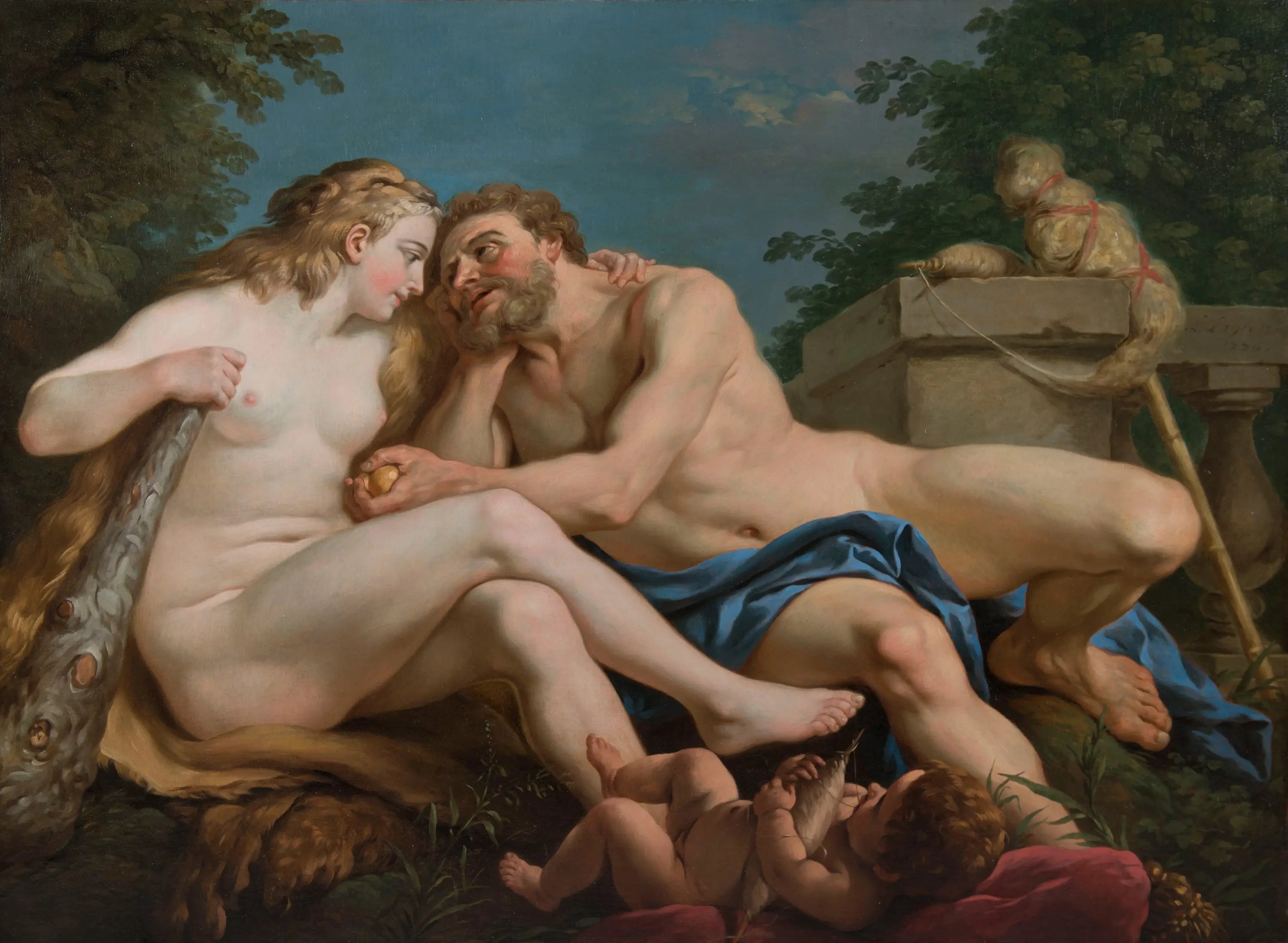 Hercule et Omphale - Louis Jean François Lagrenée image 1 copie peinte à la main à l’huile