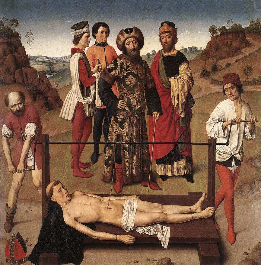 Het martelaarschap van de heilige Erasmus (middenpaneel) - Dirk Bouts