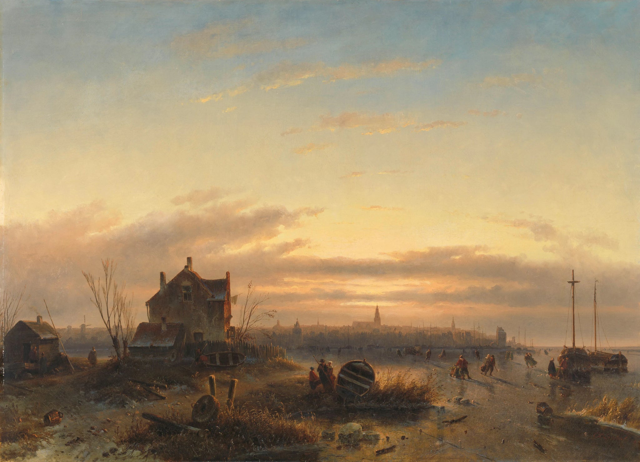 L'hiver sur l'IJ avant Amsterdam - Charles Leickert