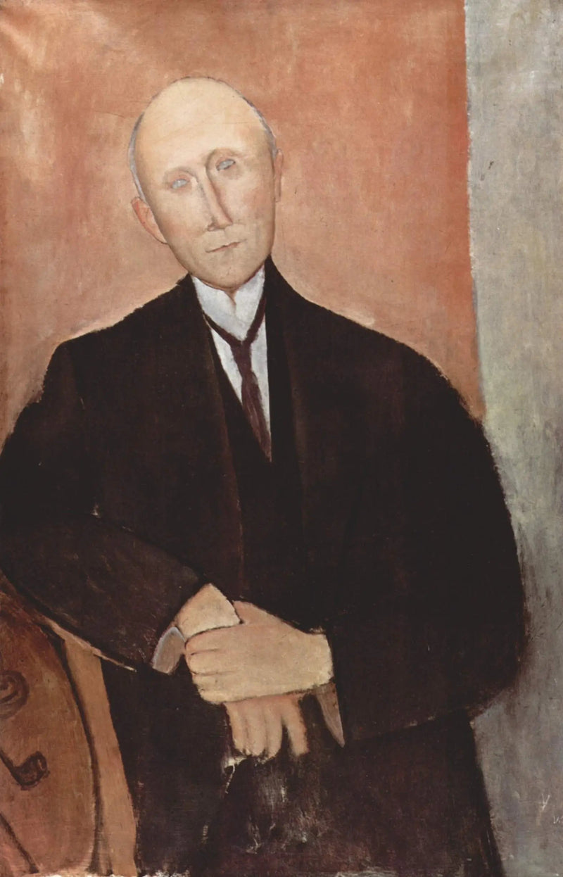 Homme assis sur fond orange - Amedeo Modigliani