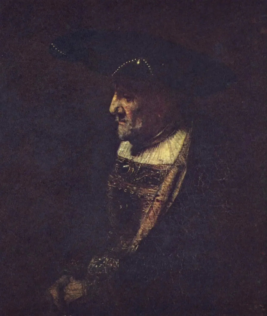 Homme avec un chapeau décoré de perles - Rembrandt