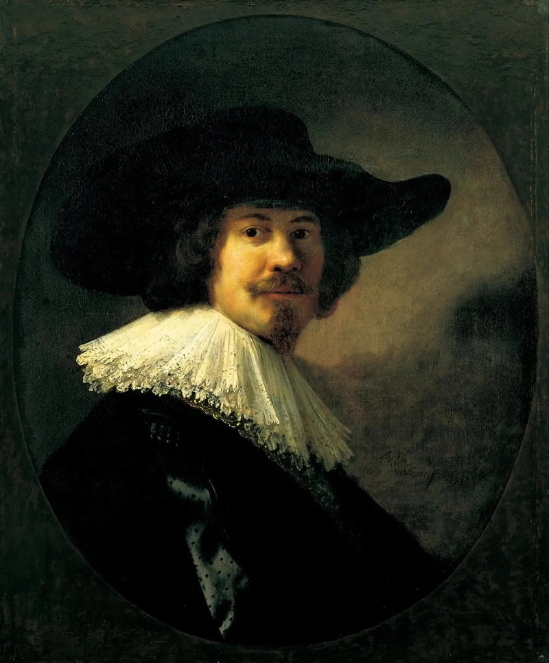 Portrait d’un homme au chapeau noir – Rembrandt et atelier, 1634