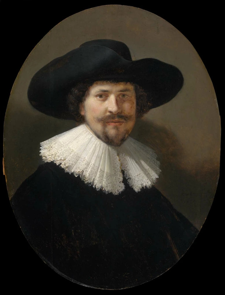 Portrait d’un homme au chapeau noir – Rembrandt et atelier, 1634