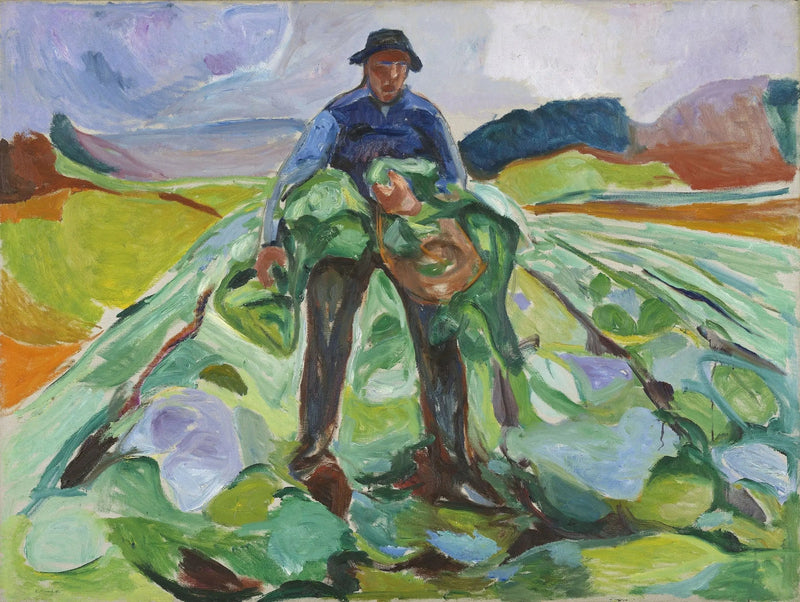 Homme dans le champ de choux - Edvard Munch