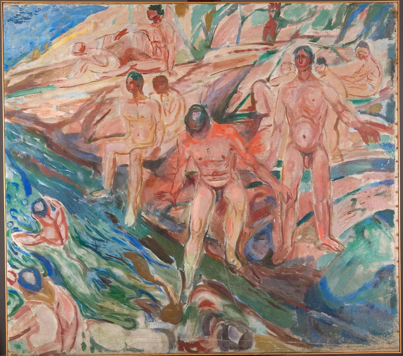 Hommes se baignant sur les rochers - Edvard Munch