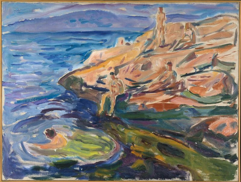 Hommes se baignant sur les rochers - Edvard Munch