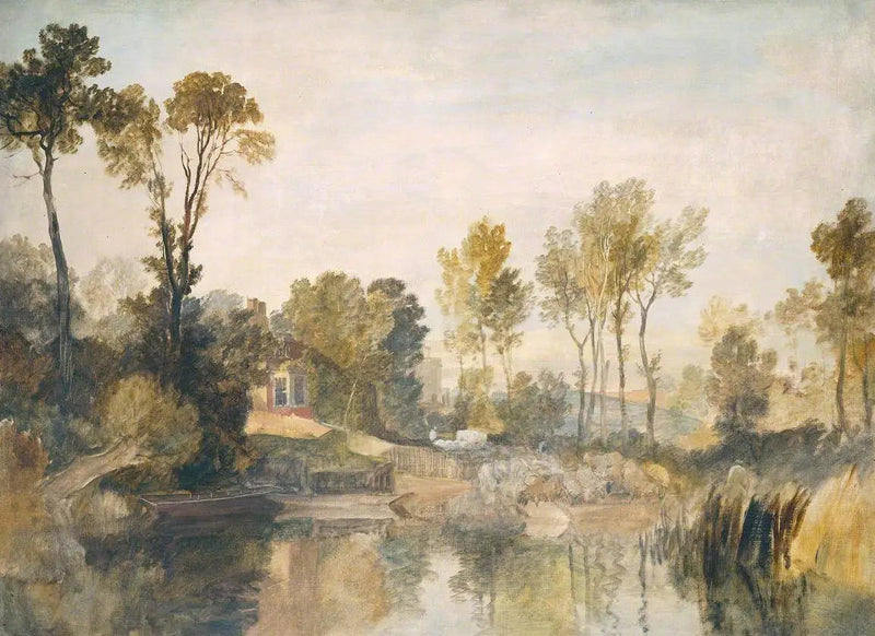 House beside the River, with Trees and Sheep - J. M. W. Turner