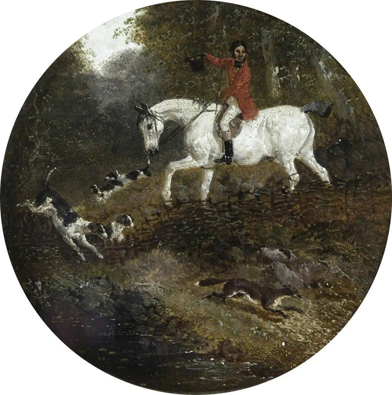 Huit scènes circulaires de chasse au renard : des chiens poursuivant un renard en cachette - John Frederick Herring, Sr.