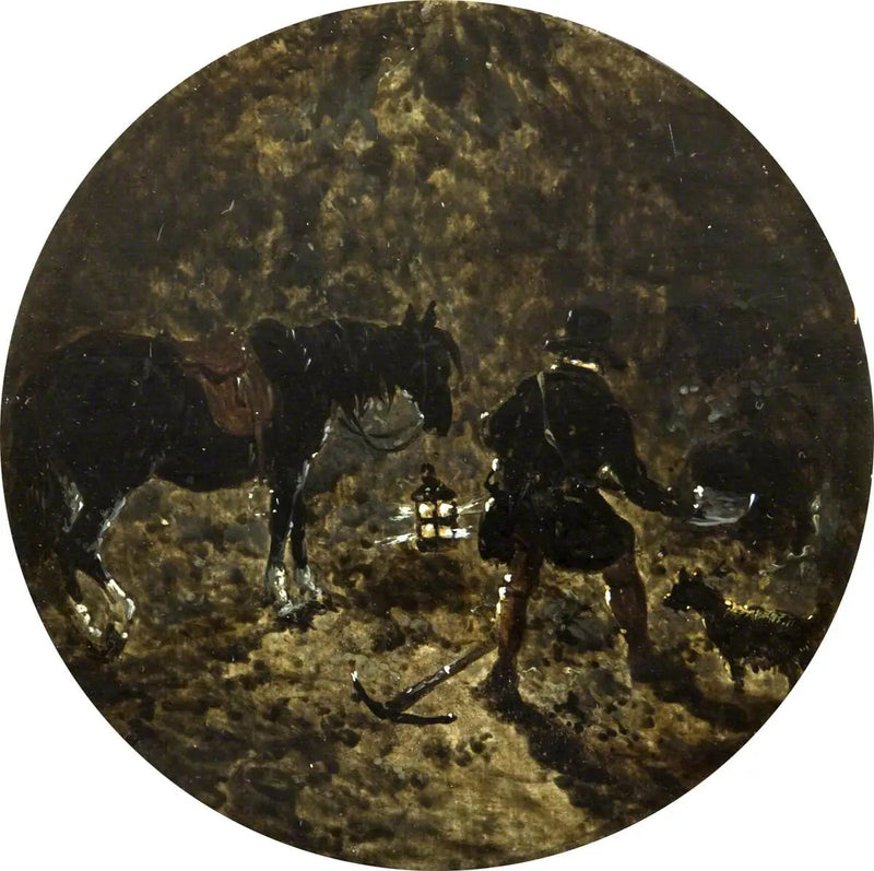 Huit scènes circulaires de chasse au renard : la Terre s'arrête la nuit - John Frederick Herring, Sr.