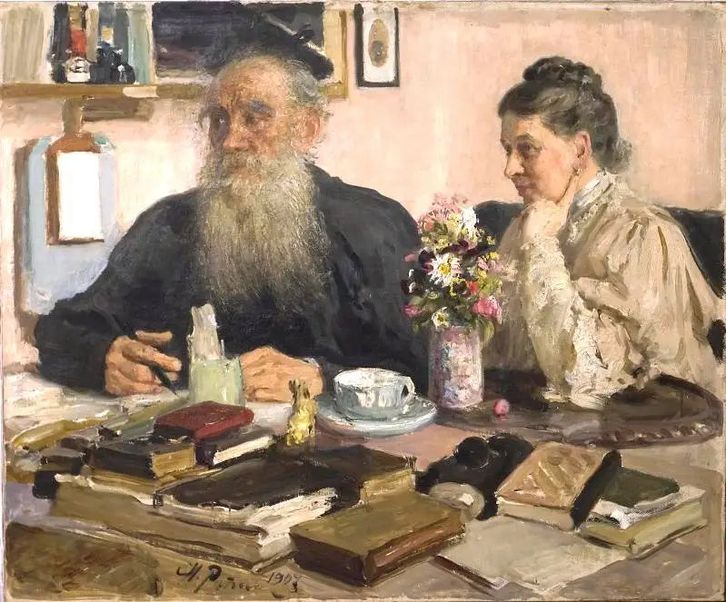 Портрет Л.Н. Толстого и С.А. Толстой - Ilya Repin image 1 copie de tableau peinte à la main