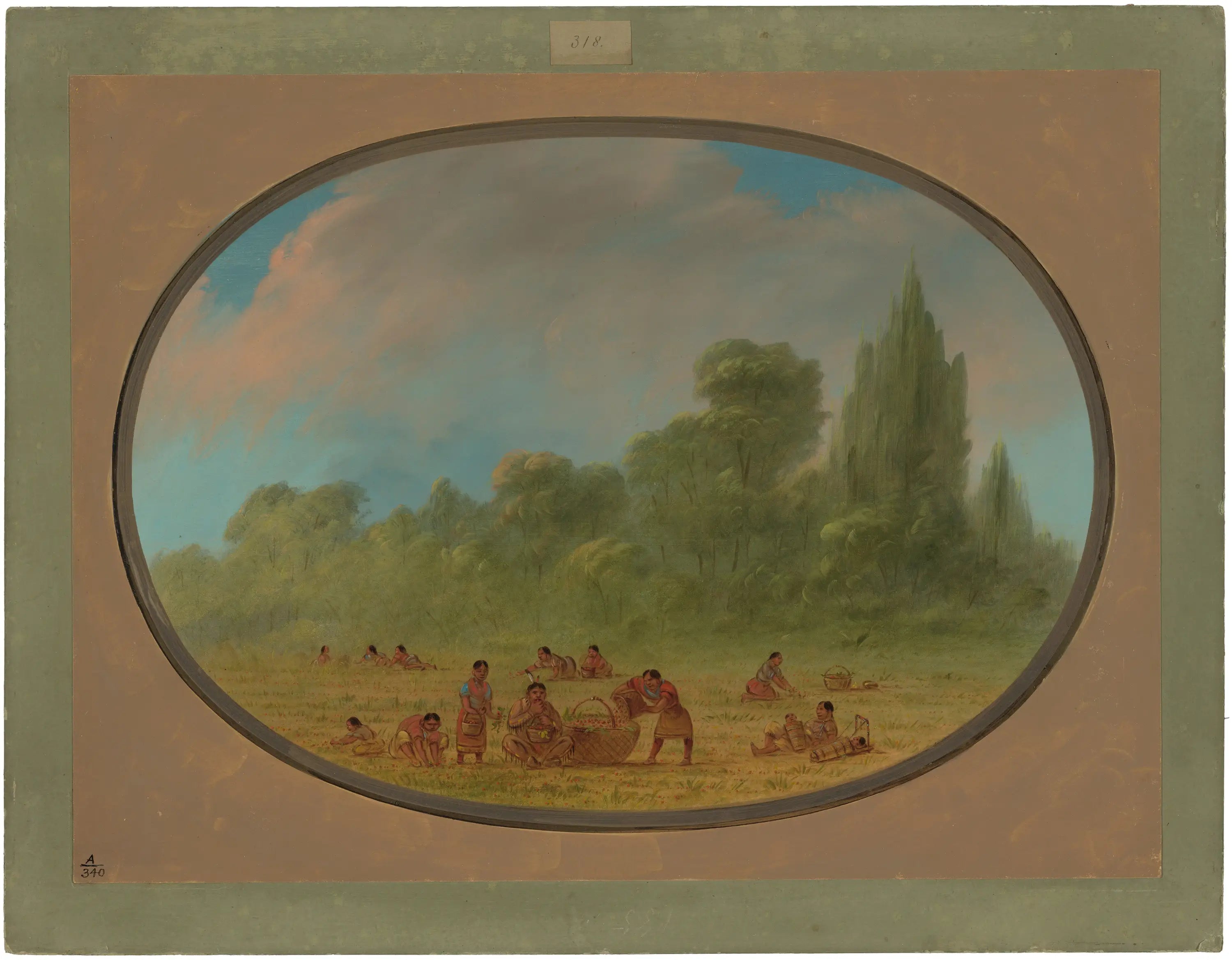 Indiens Caddoe cueillant des fraises sauvages - George Catlin - Alpha Reproduction