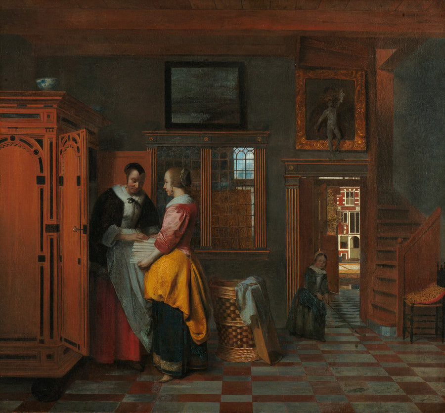 Intérieur avec des femmes près d'une armoire à linge - Pieter de Hooch