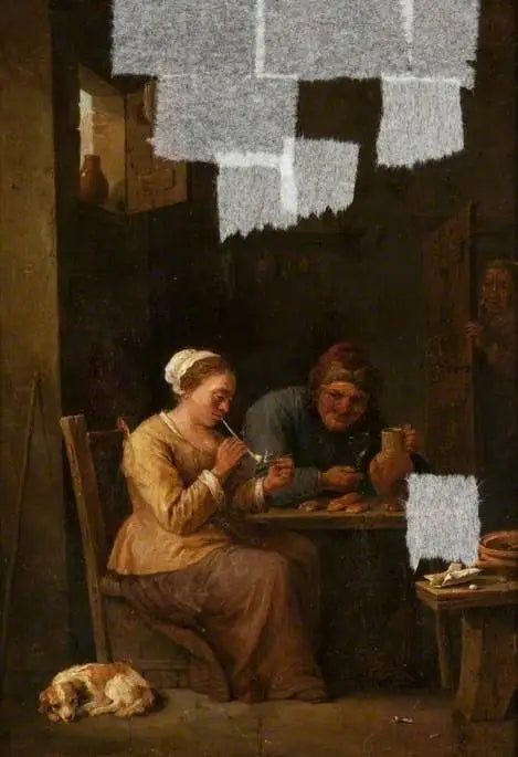 Intérieur avec un homme et une femme à une table - David Teniers le Jeune - Alpha Reproduction