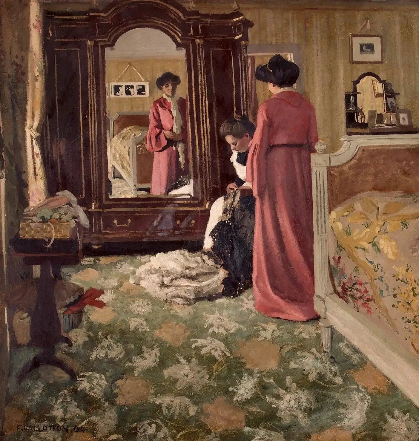 Intérieur, chambre à deux personnages - Félix Vallotton image 1 copie de tableau peinte à la main