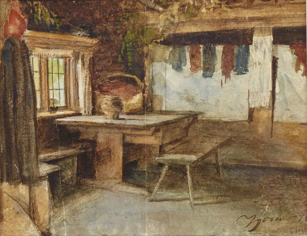Intérieur d'un chalet à Mora - Anders Zorn image 1 tableau peint à l’huile sur toile