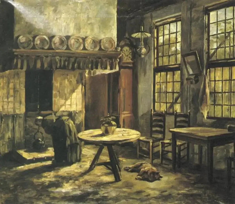 Intérieur de ferme avec cheminée dans l'Achterhoek - Piet Mondrian