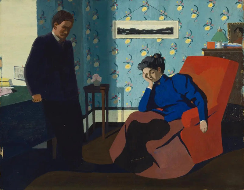 Intérieur, fauteuil rouge et figures - Félix Vallotton