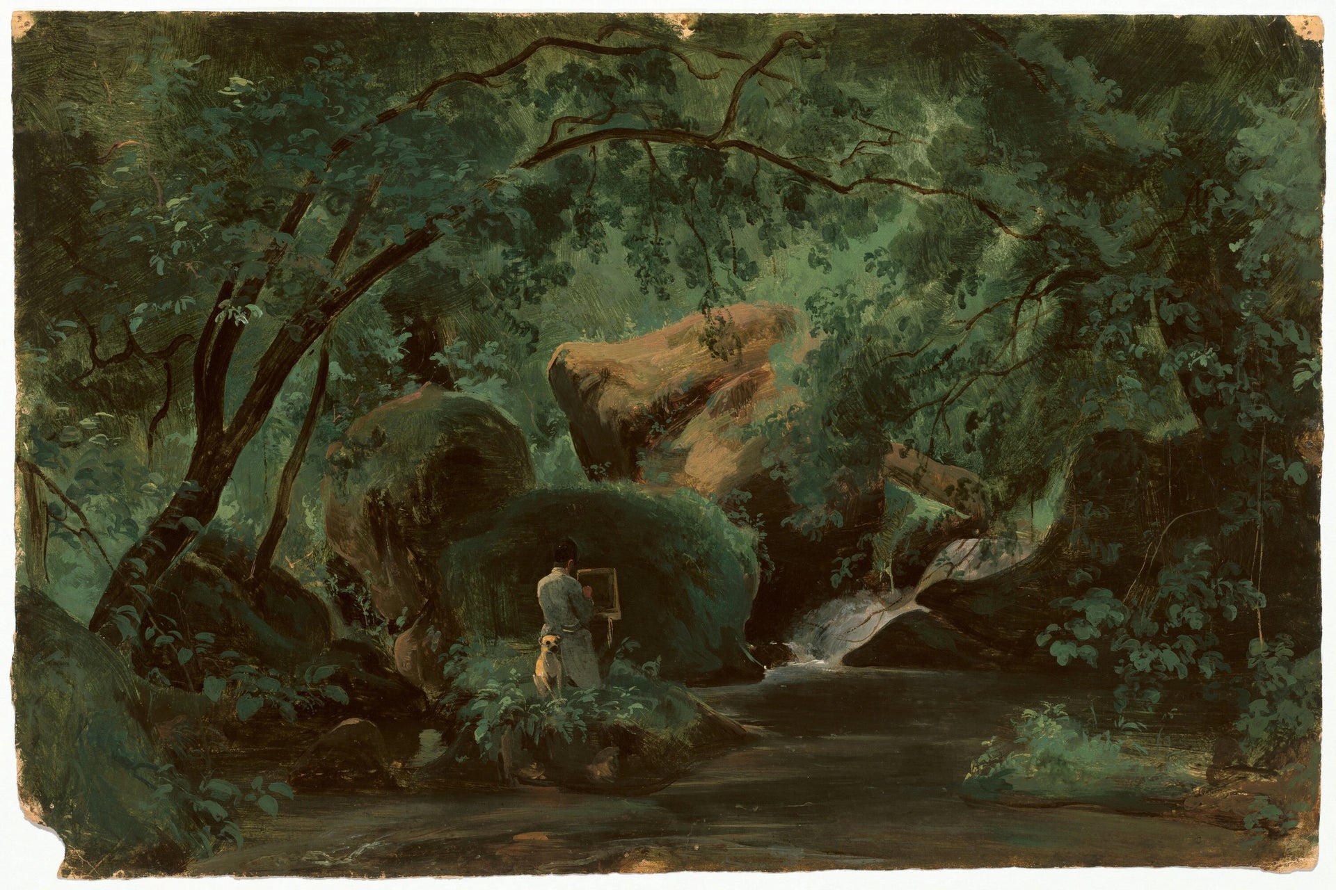 Intérieur de forêt avec un peintre, Civita Castellana - André Giroux