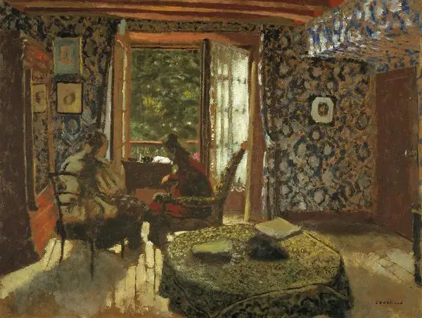 Intérieur. Madame Vuillard et la grand-mère Roussel à l'Étang-la-Ville - Édouard Vuillard