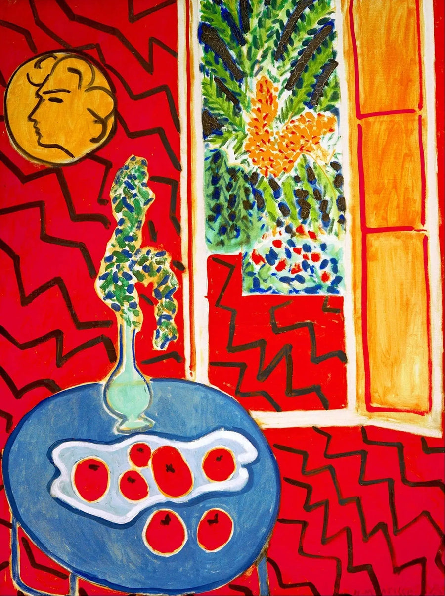 Intérieur rouge, nature morte sur table bleue - Henri Matisse