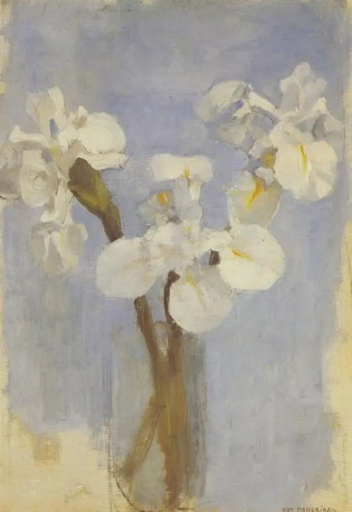 Iris blancs sur fond bleu clair II - Piet Mondrian