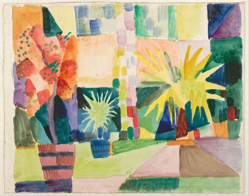 Jardin au bord du lac de Thoune - August Macke