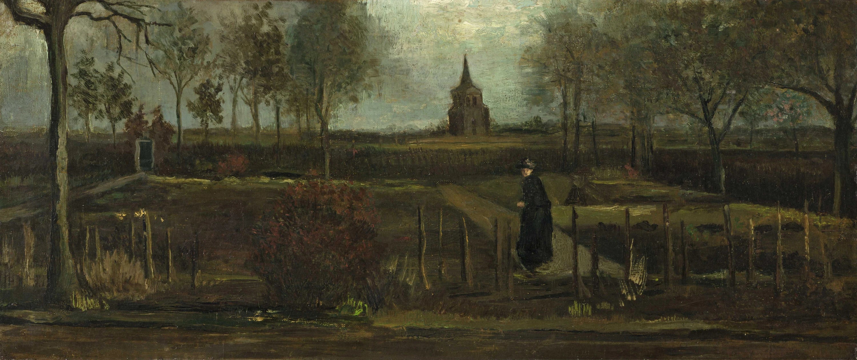 Nuenen Presbytery Garden om foråret - Vincent van Gogh billede 1 kopi håndmalet i olie