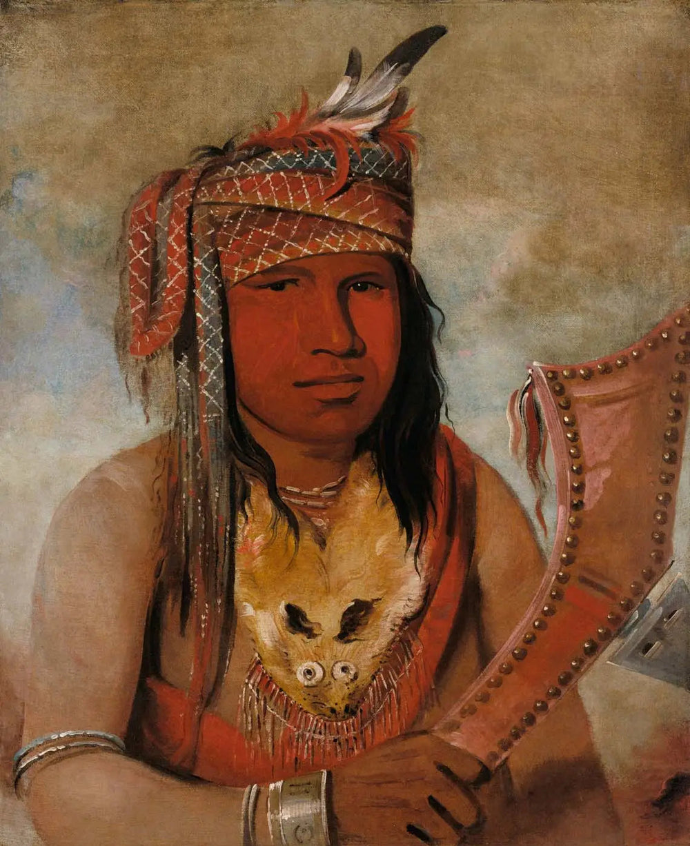 Je-suis-quelque-chose-dick, Caribou mâle, un brave - George Catlin image 1 tableau peint à l’huile sur toile