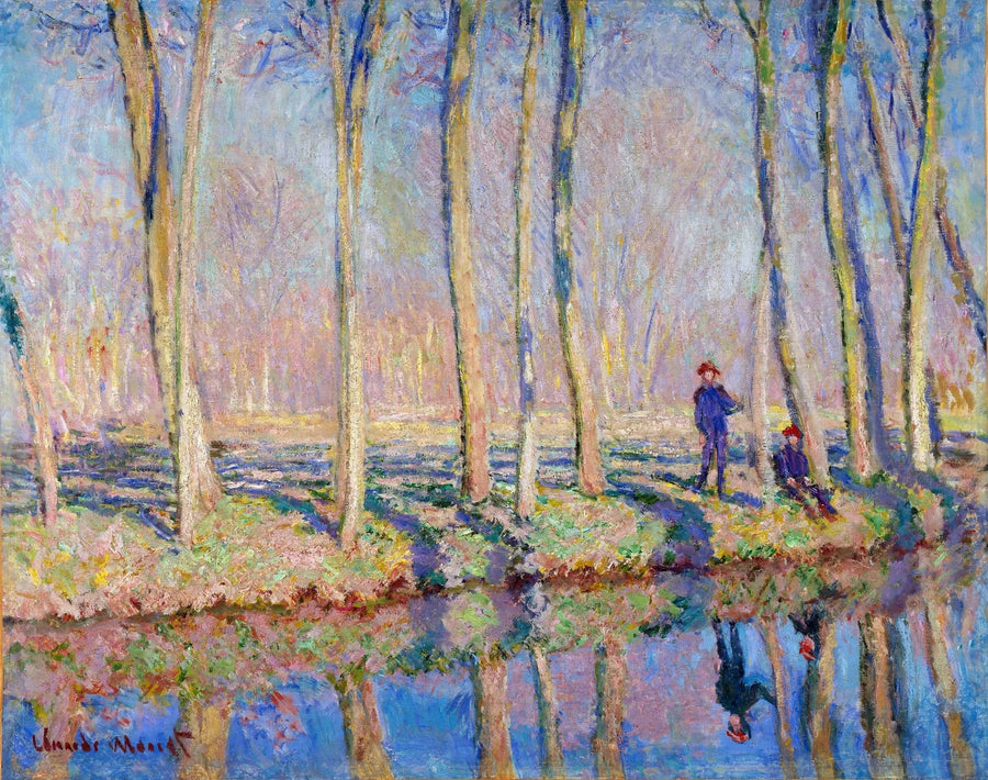 Jean-Pierre Hoschedé et Michel Monet au bord de l’Epte W1127 – Claude Monet