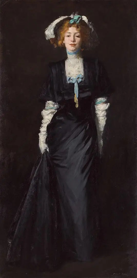 Jessica Penn en noir avec des plumes blanches - Robert Henri