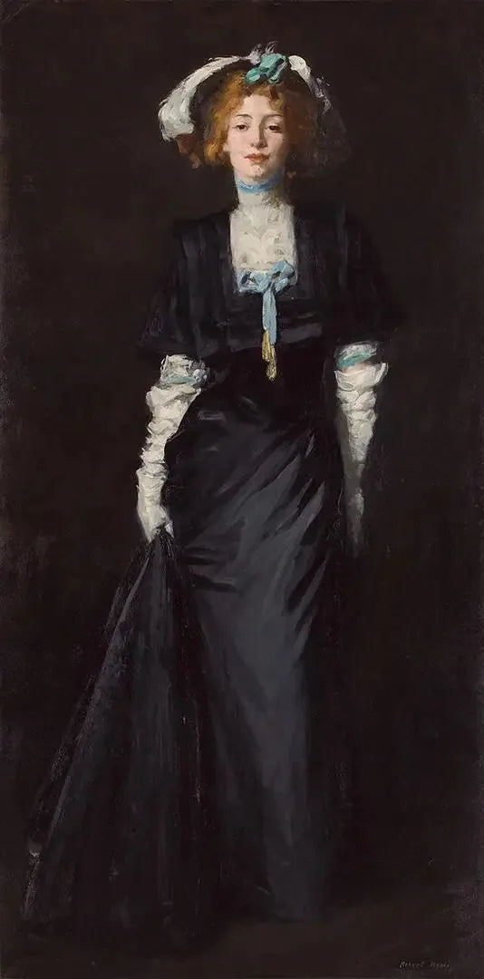 Jessica Penn en noir avec des plumes blanches - Robert Henri