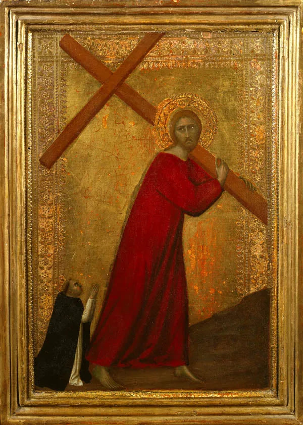 Jésus Christ portant la Croix, avec un frère dominicain - Barna da Siena
