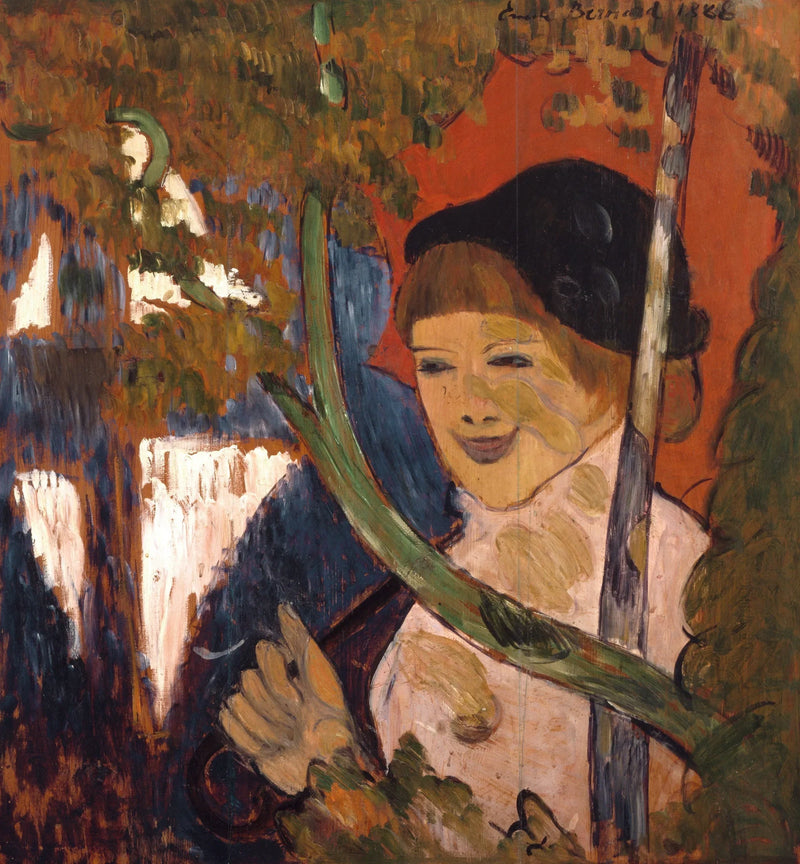 Jeune Bretonne avec un parapluie rouge - Émile Bernard