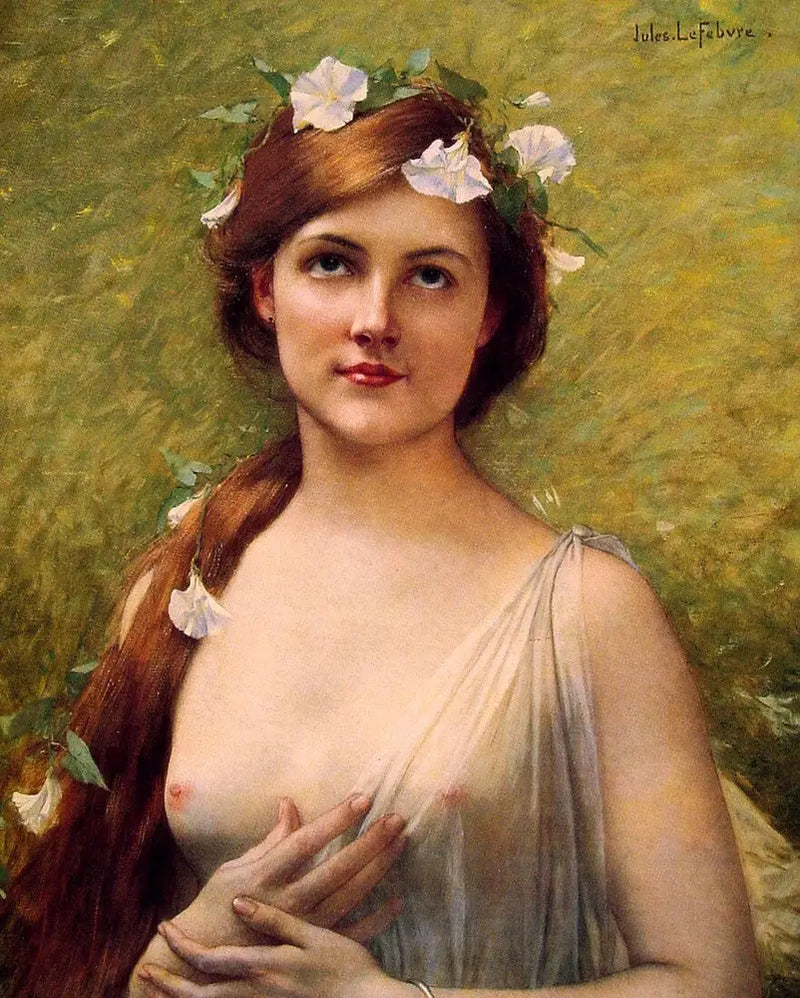Jeune Dame aux fleurs dans ses cheveux - Jules Lefebvre
