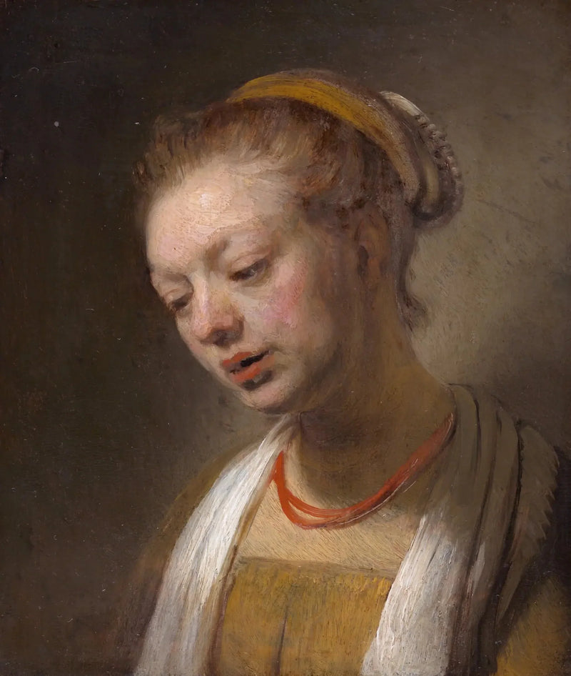 Jeune femme au collier rouge - Rembrandt