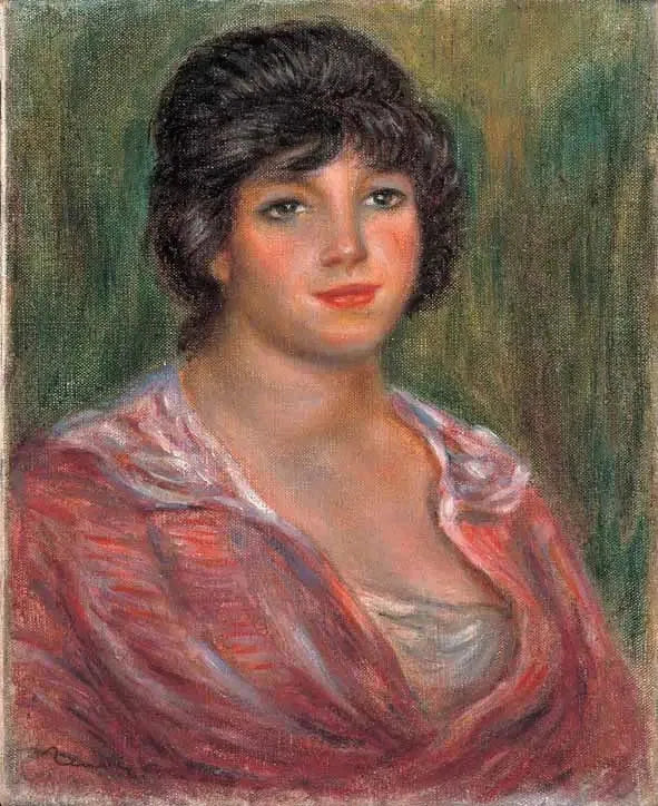 Jeune femme brune au chemisier rouge (Colonna Romano) - Pierre-Auguste Renoir