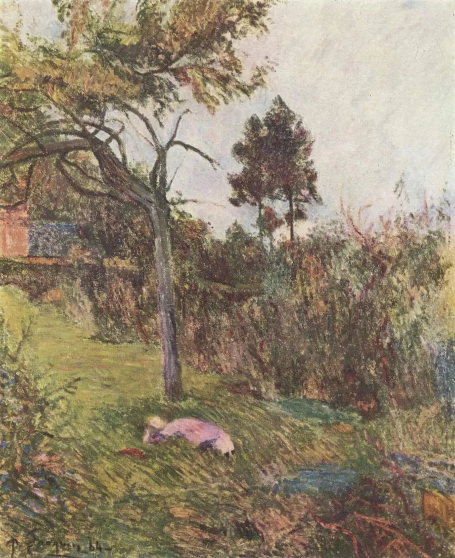Jeune femme couchée dans l'herbe, ou Fillette couchée dans une prairie - Paul Gauguin