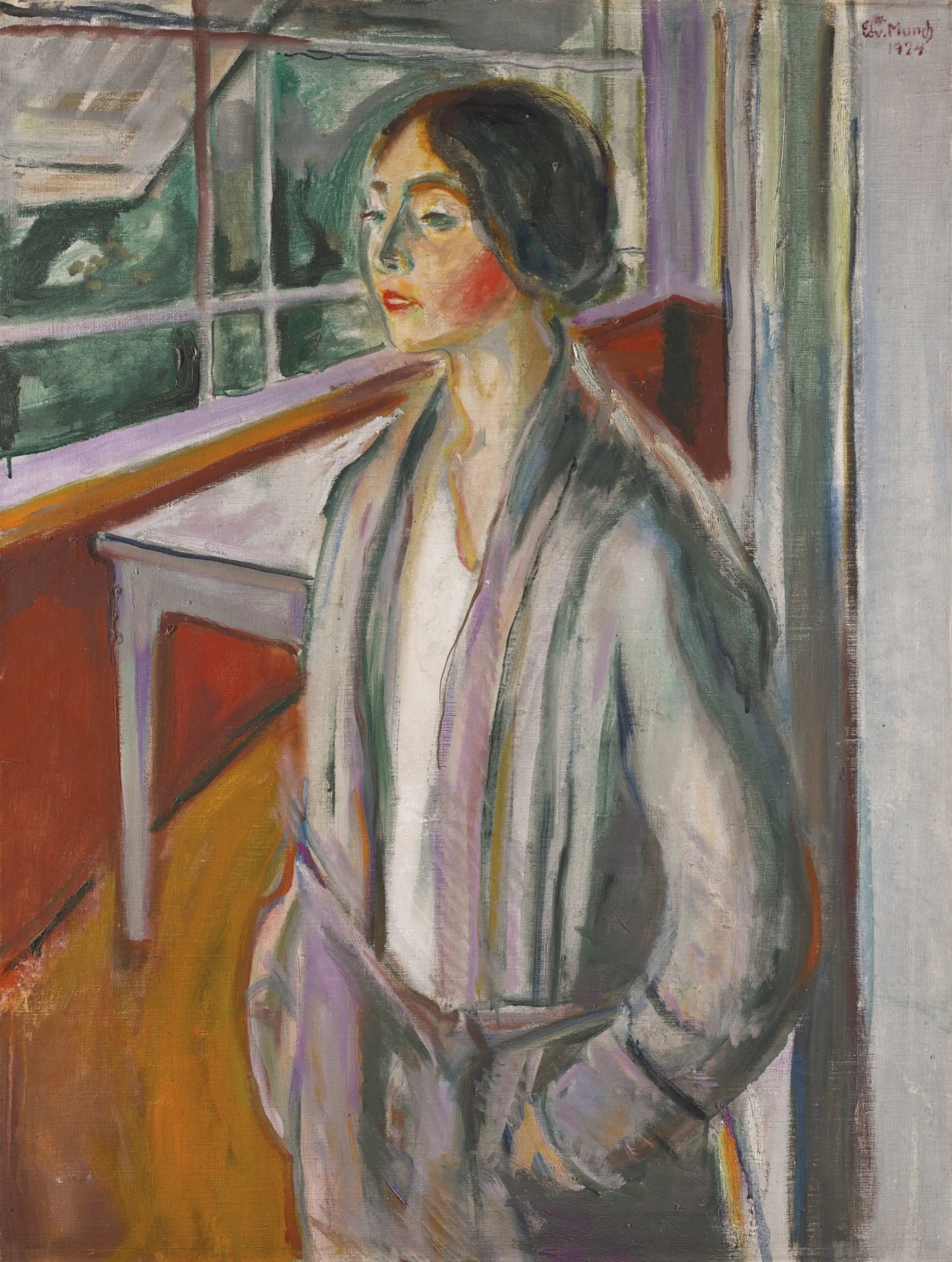 Reproduction du tableau « Jeune Femme dans la véranda - Edvard Munch » par Alpha Reproduction en peinture à l’huile