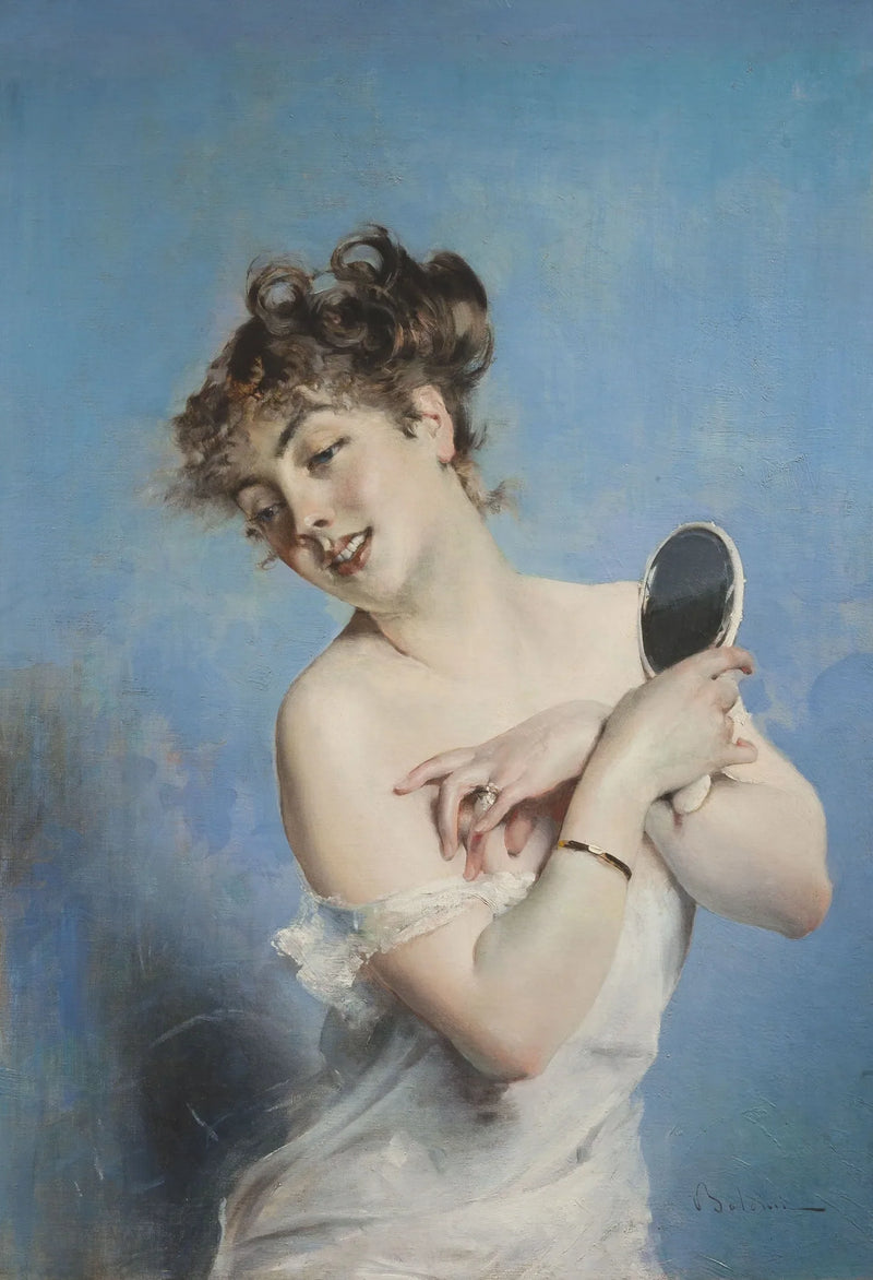 Jeune femme en déshabillé (soins personnels) - Giovanni Boldini