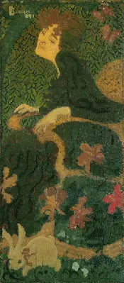 Jeune fille assise avec un lapin - Pierre Bonnard image 1 tableau peint à l’huile sur toile