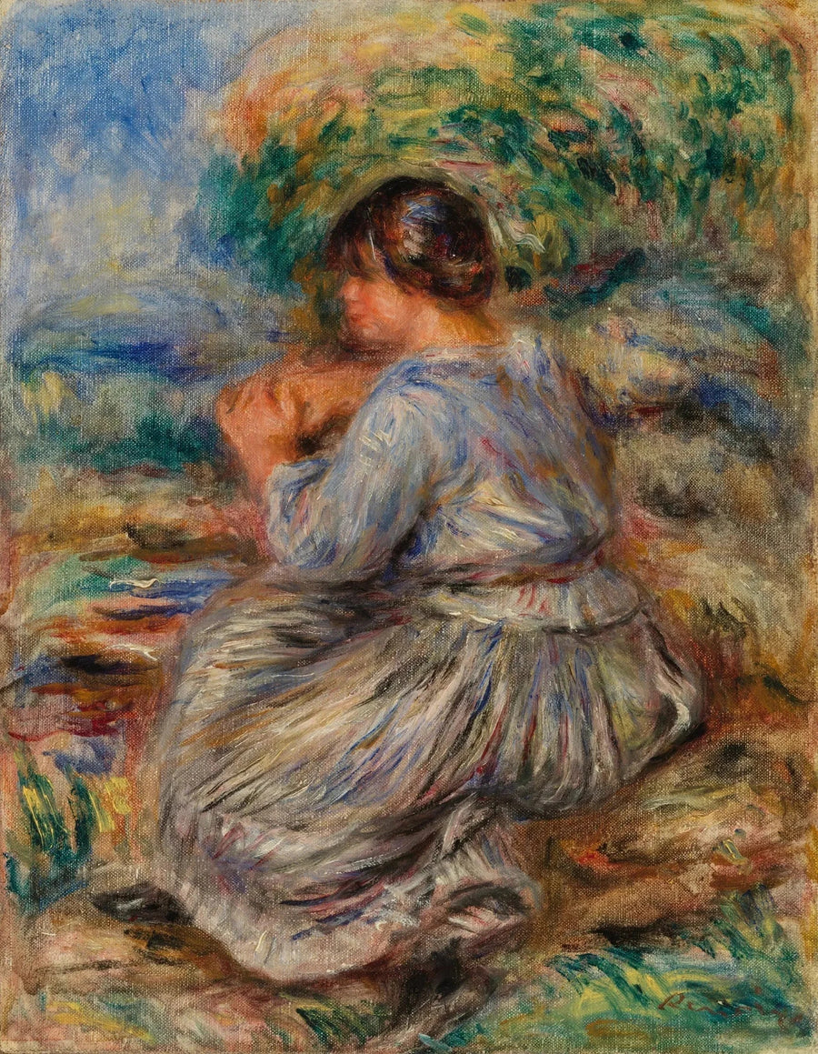 Jeune fille assise dans un jardin, vers 1914 – Renoir