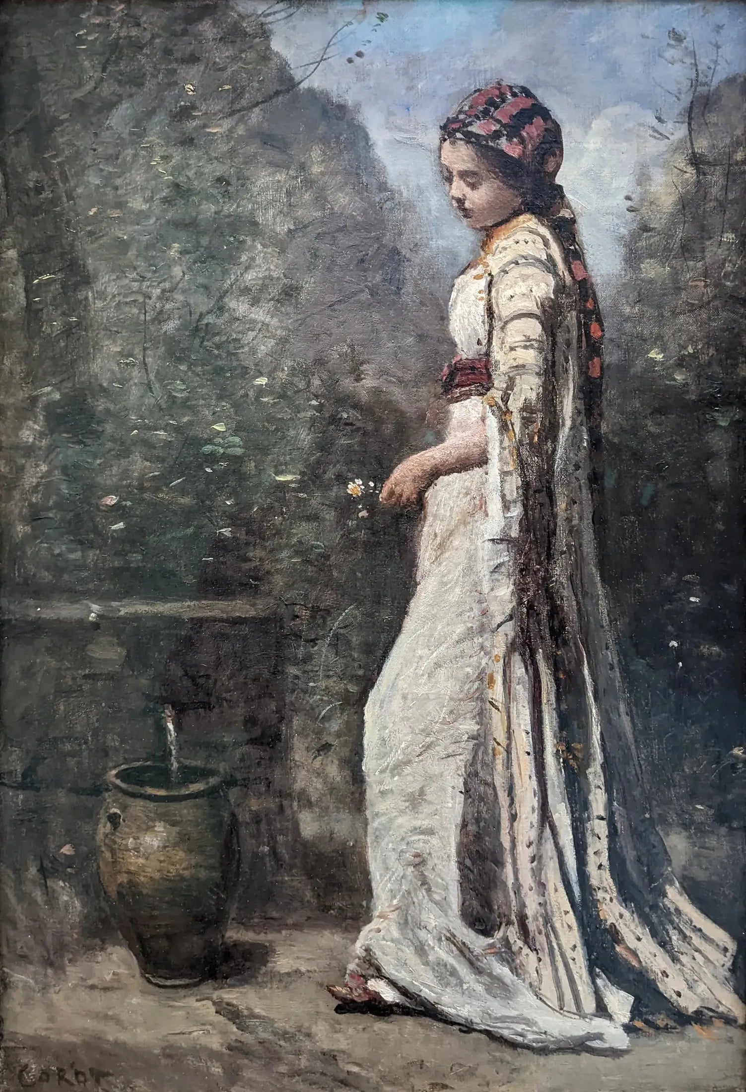 Jeune Fille grecque à la fontaine - Jean-Baptiste Camille Corot image 1 copie de tableau peinte à la main