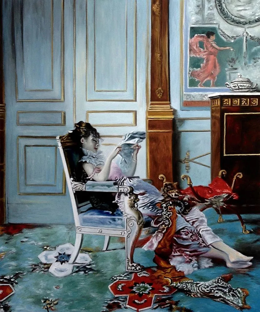 Jeune fille lisant dans un salon - Giovanni Boldini