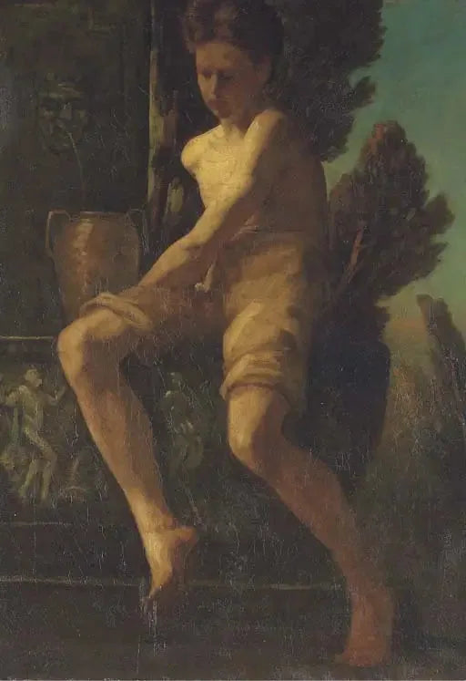 Jeune garçon assis près d'une fontaine - Herbert Draper